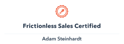Adam Steinhardt HubSpot Frictionless Sales Certified